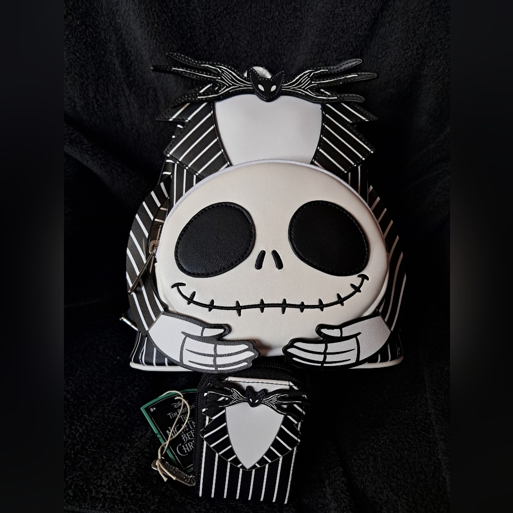 NBC Jack Skellington Loungefly Mini Backpack snd Wallet